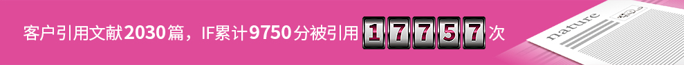 客户引用文献2030篇,IF累计9750分,被引用17757次