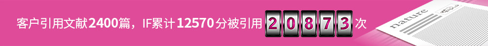 客户引用文献2400篇，IF累计12570分，被引用20873次