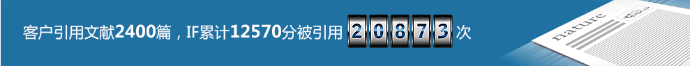 客户引用文献2400篇,IF累计12570分,被引用20873次